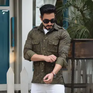 Military Green Cotton Hunting Style Shirt - Premium Command Style | Jaipurio